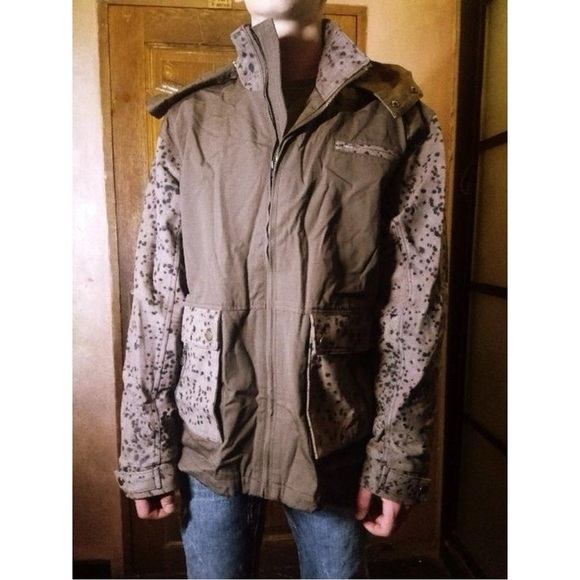Loro Piana Storm System Jacket Mens Large Brown Cotton Leather Splatter Camo New - Picture 3 of 15